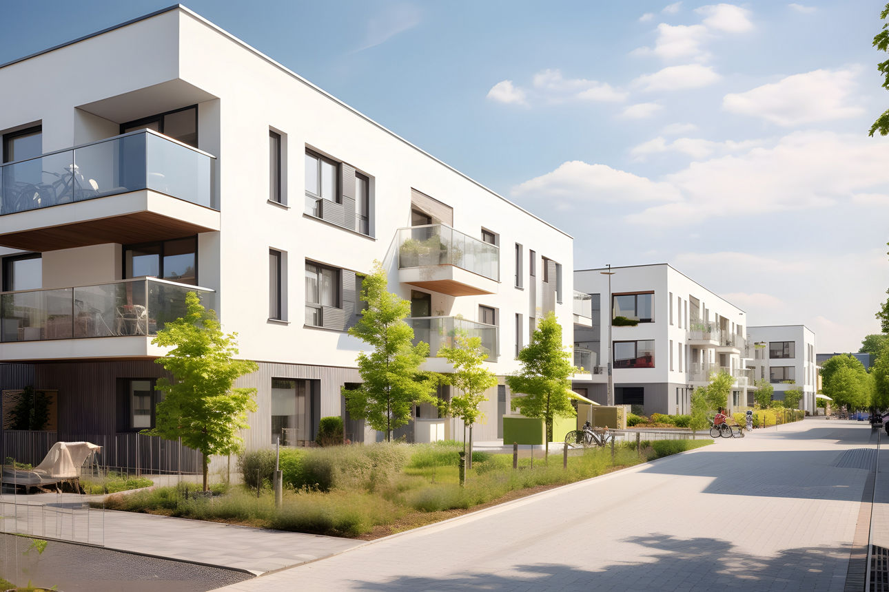 Ausschnitt modernes Wohnhaus mit Balkonen