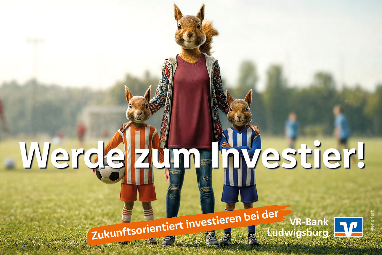 Eichhörnchen mit dem Slogan "Werde zum Investier"