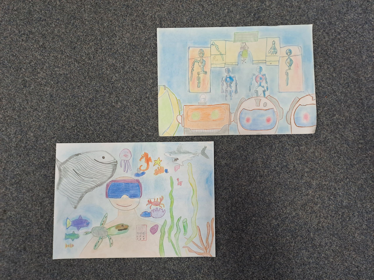 2 gemalte Bilder von Kindern aus der Sparte Inklusion