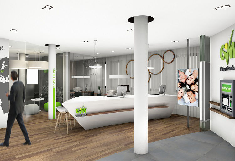 Unsere neu gestaltete Schalterhalle