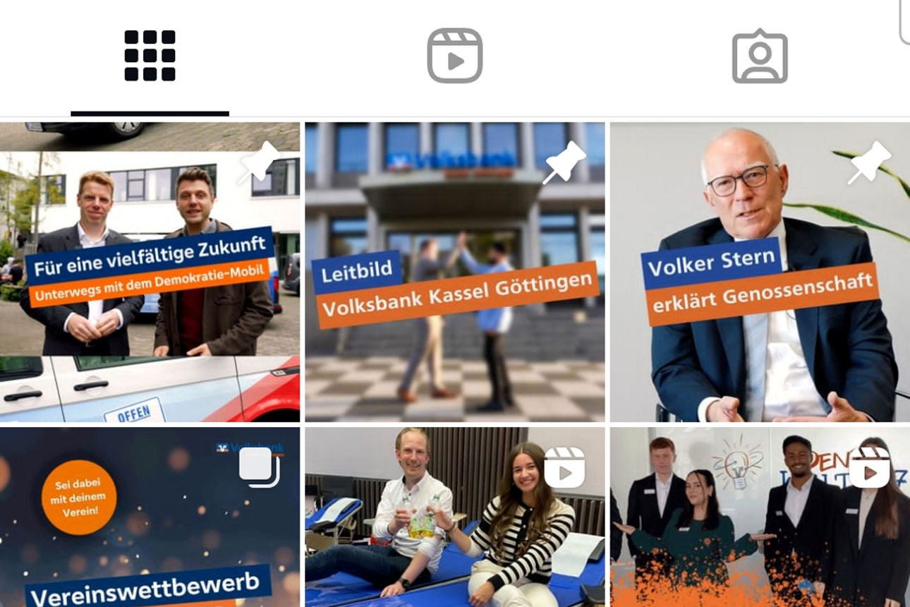 Instagram Profil der Volksbank Kassel Göttingen
