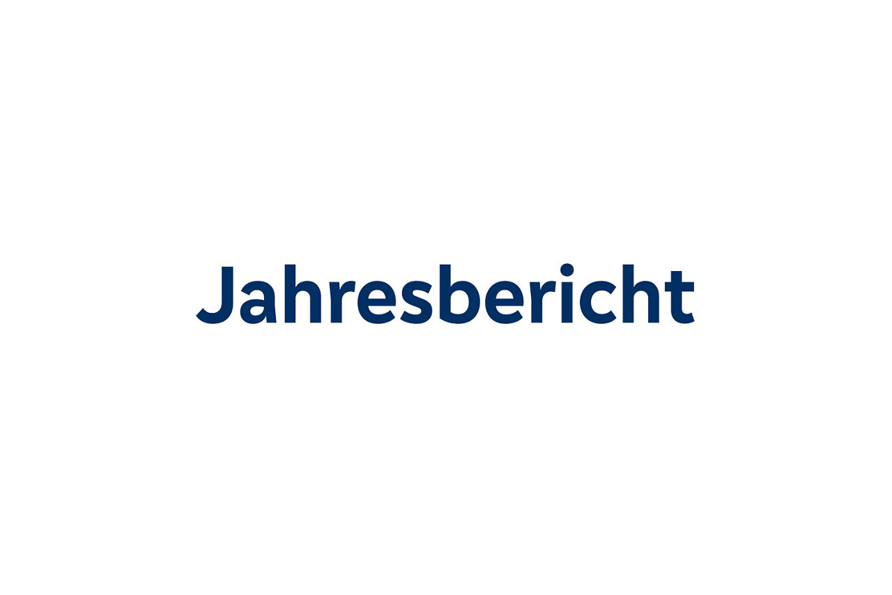 Schriftzug Jahresbericht auf blauem Grund Schriftzug Jahresbericht auf blauem Grund