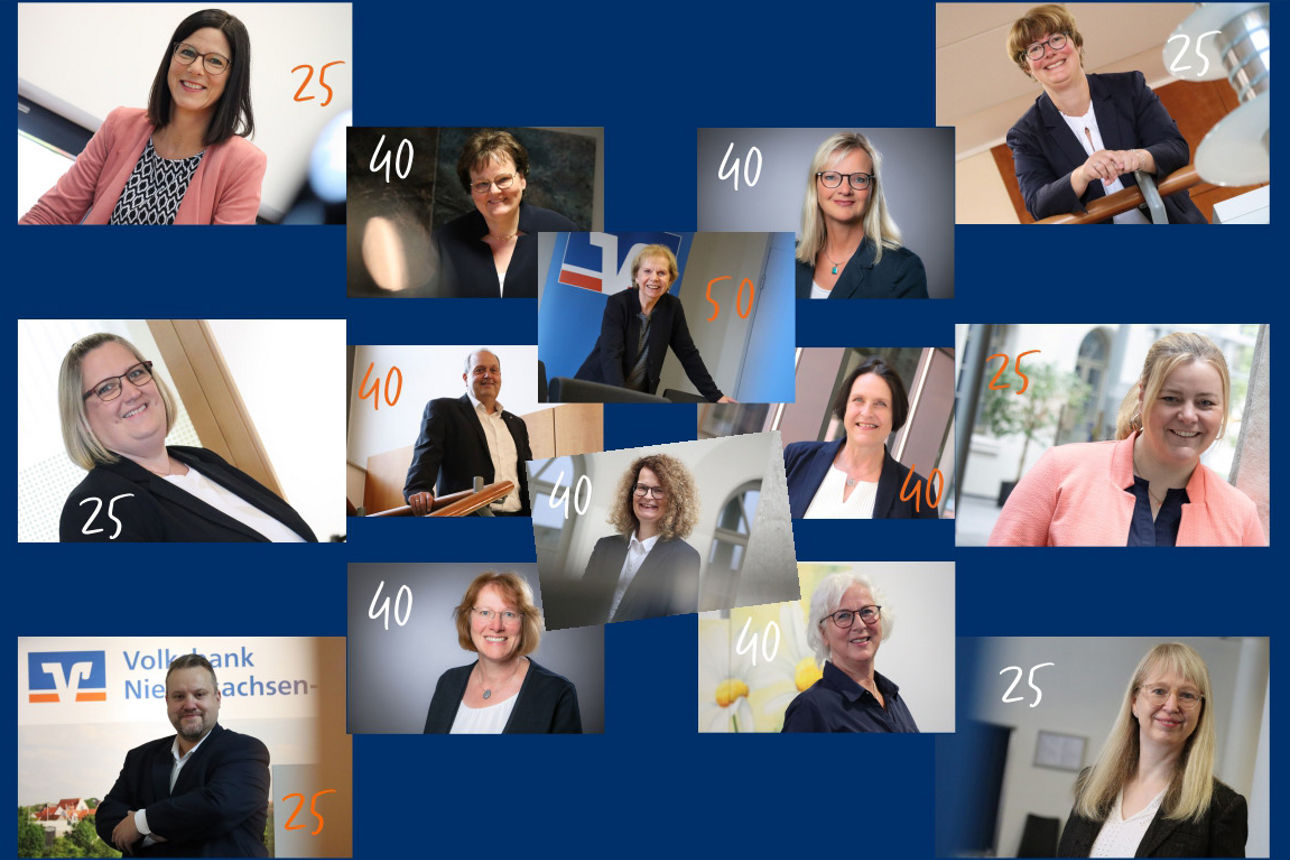 Jubilare 2025 unserer Volksbank Niedersachsen-Mitte