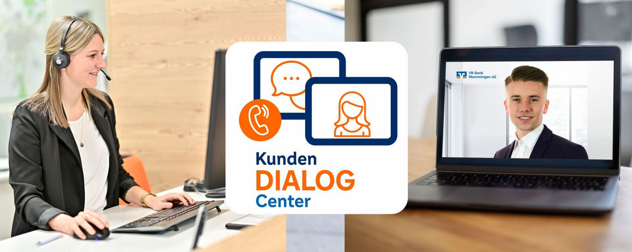 Serviceagentin mit Headset am Computer