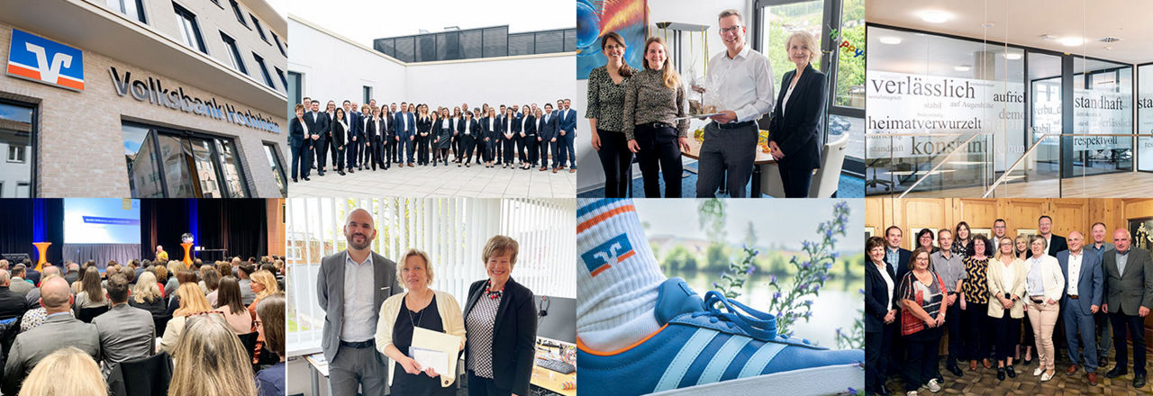 Bildcollage Mitarbeitern der Volksbank Hochrhein. 