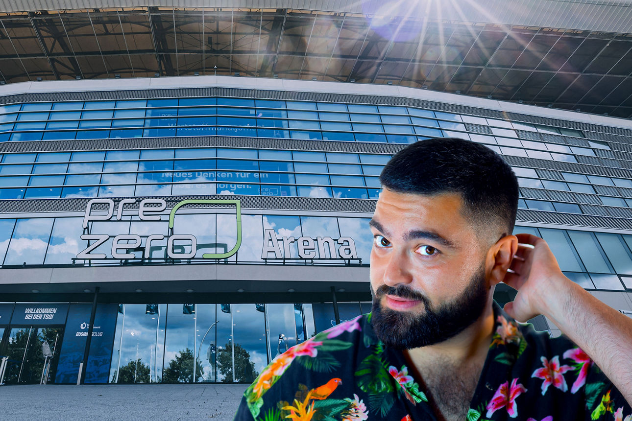 Serdar Karibik, im Hintergrund PreZero Arena Sinsheim