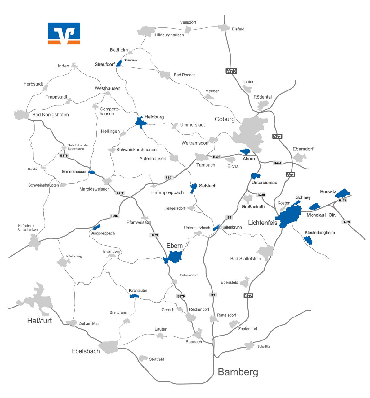 Landkarte Geschäftsgebiet VR-Bank Lichtenfels-Ebern
