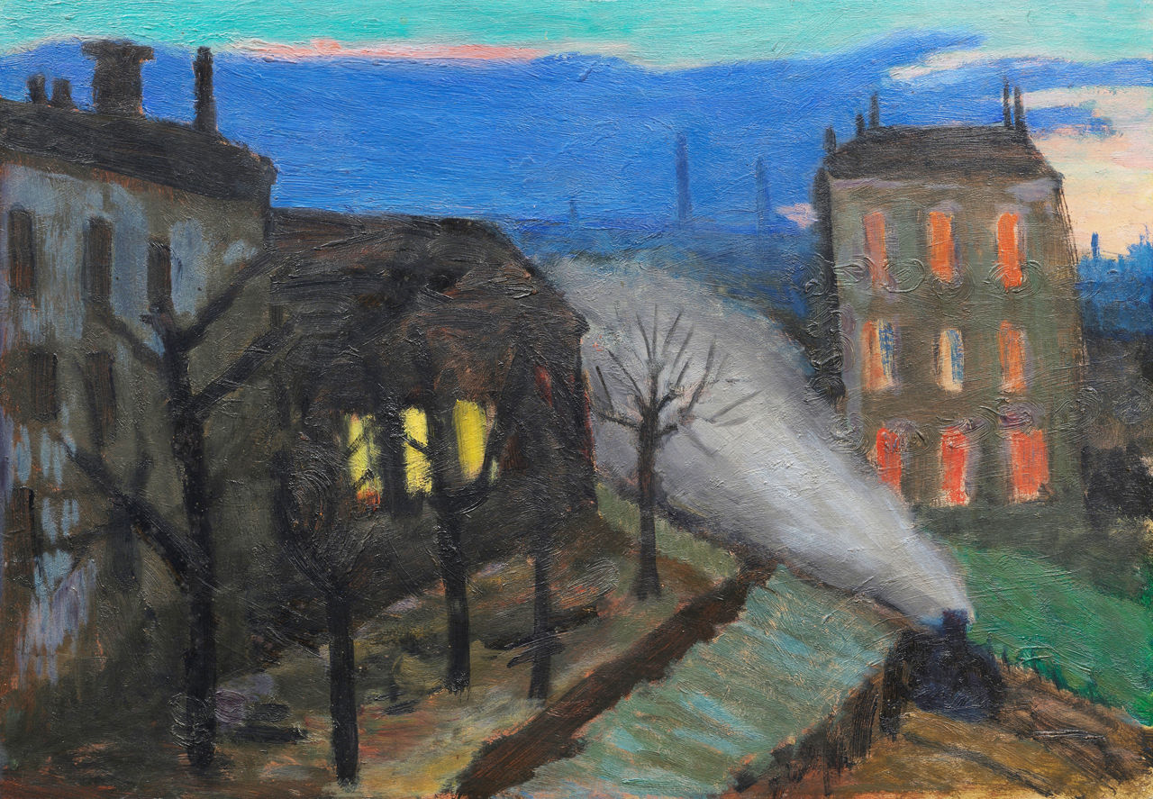 Gabriele Münter, „Abend vom Fenster (Blick auf Rue Lamblardie, Paris)“, 1930, © VG Bild-Kunst, Bonn 2025