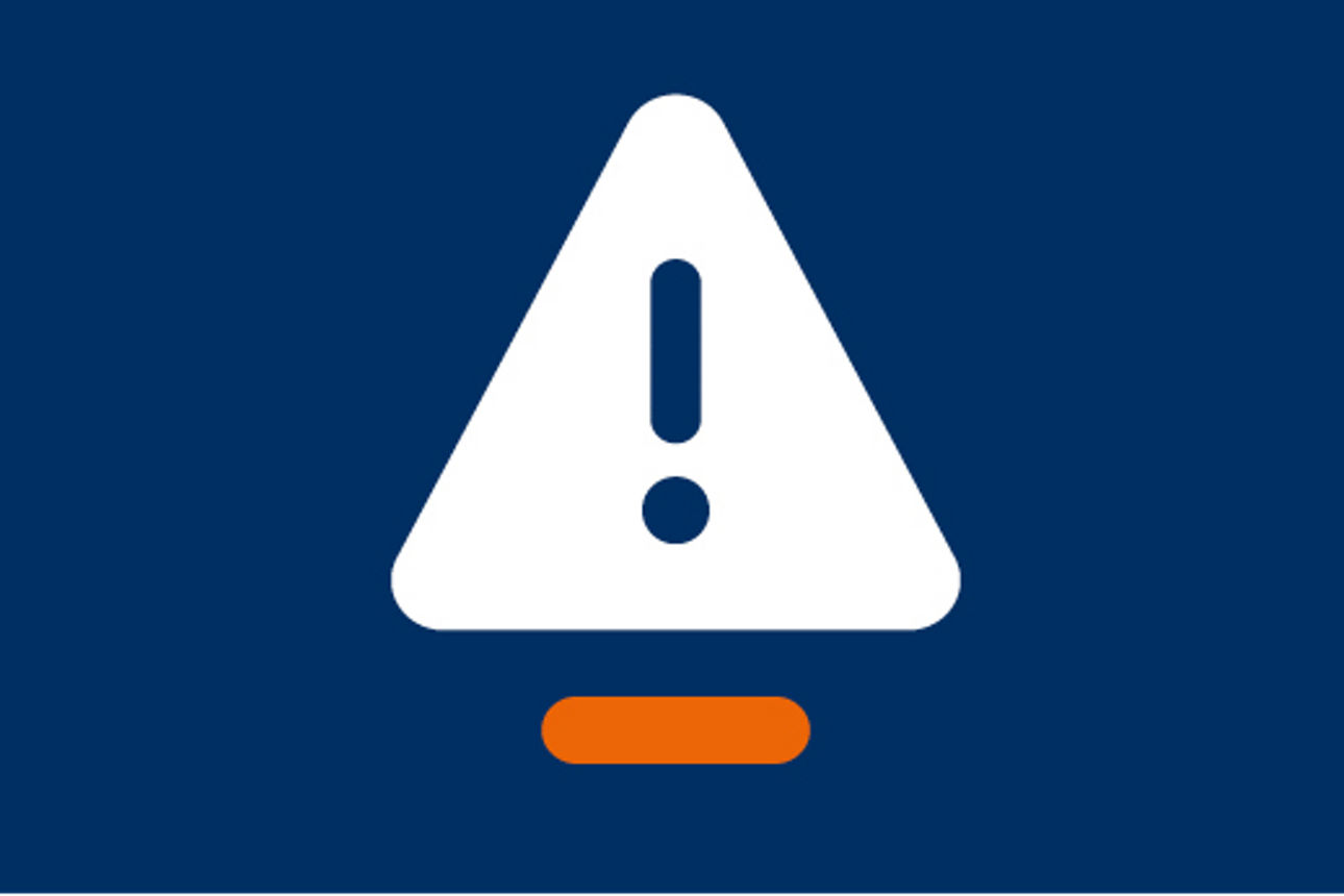 Warnzeichen auf blauem Grund