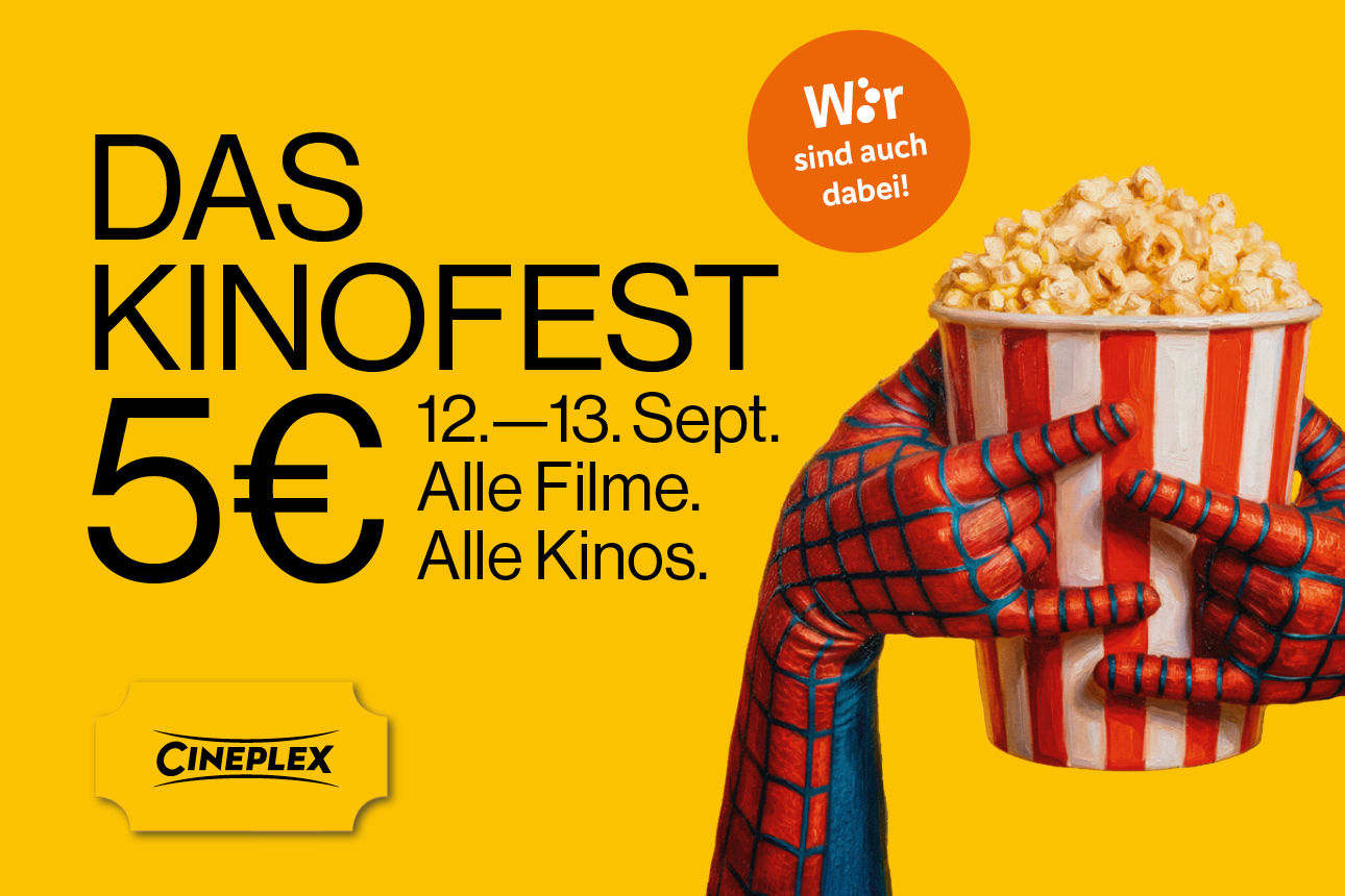 Eine Grafik mit gelbem Hintergrund. Es ist ein Popcorneimer zu sehen.