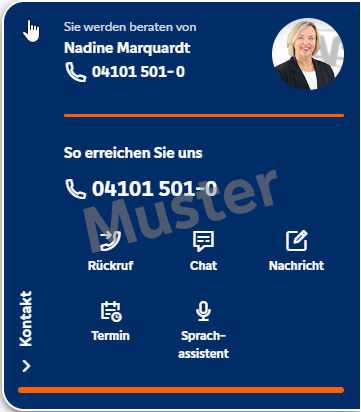 Musterbild der Kontaktlassche im OnlineBanking