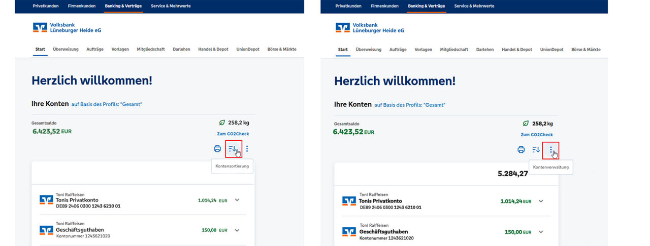 Individualisierung der Kontendarstellung