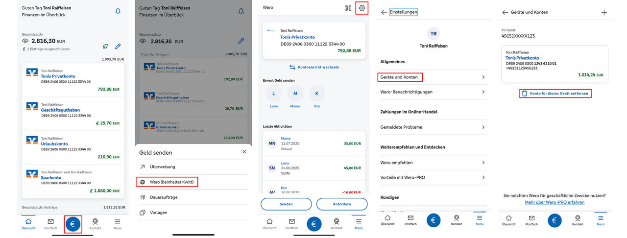 Bankverbindung aus Wero entfernen