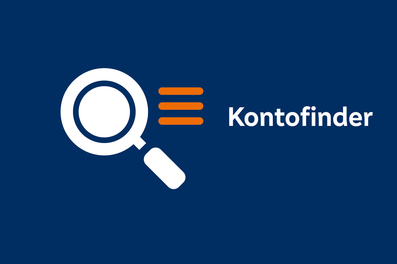 Kontofinder Icon auf dunkelblauem Grund