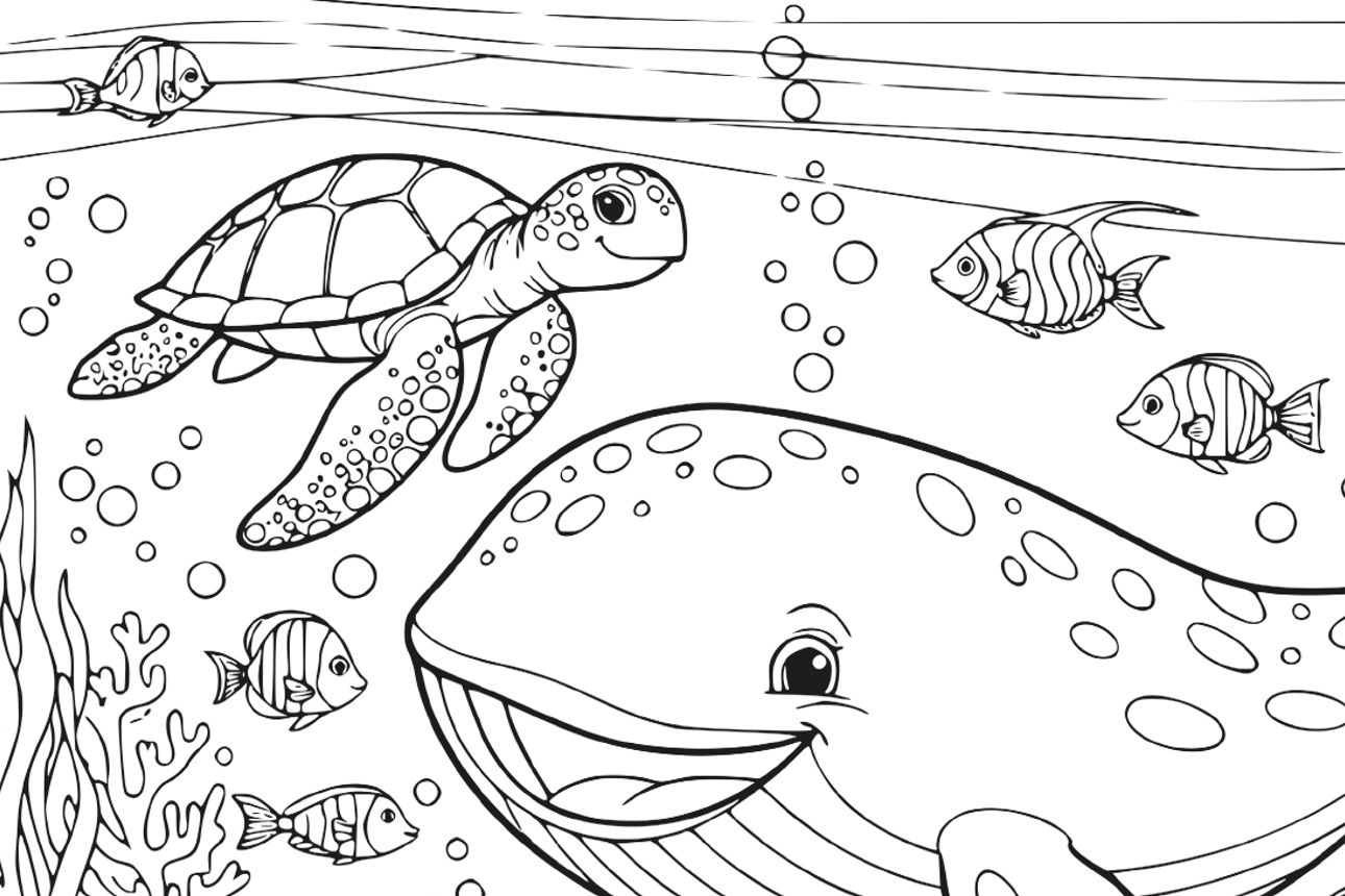 Ausmalbild Korallenriff schwer