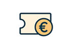 Icon mit Ticket und Euro-Münze