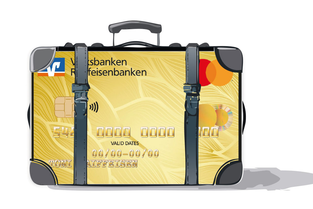 Die Goldene Kredikarte in einem Koffer