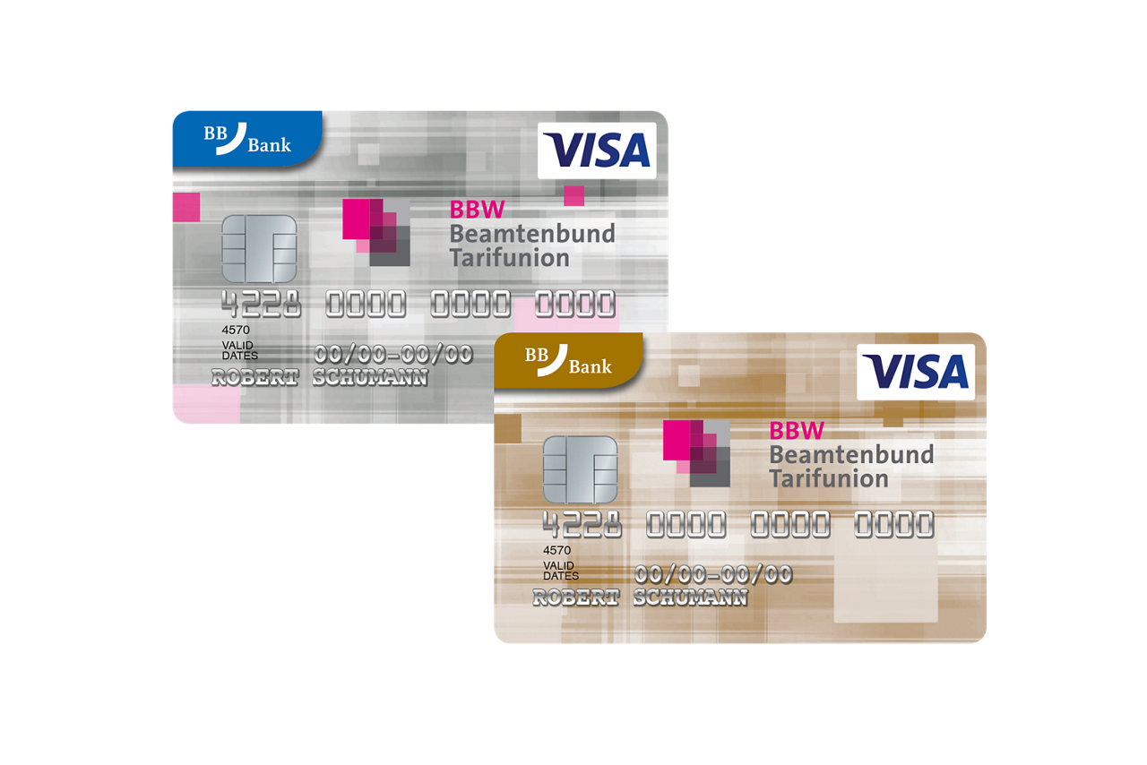 Abbidlung Visa ClassicCard und schwarze Kreidtkarte für bbw