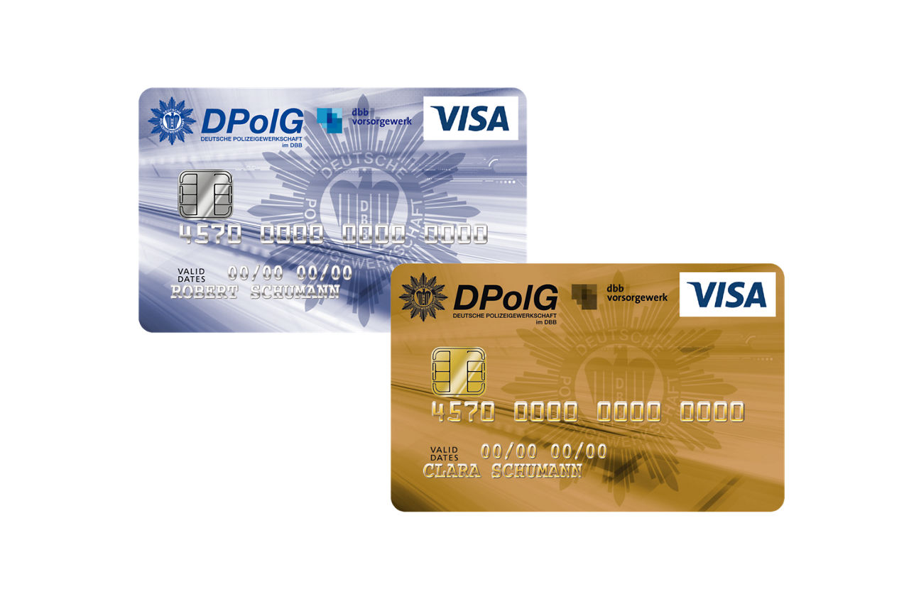 Abbidlung Visa ClassicCard und schwarze Kreidtkarte DPolG