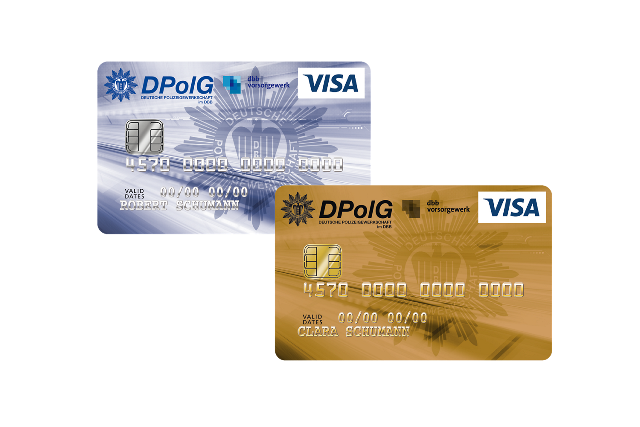 Abbidlung Visa ClassicCard und schwarze Kreidtkarte DPolG