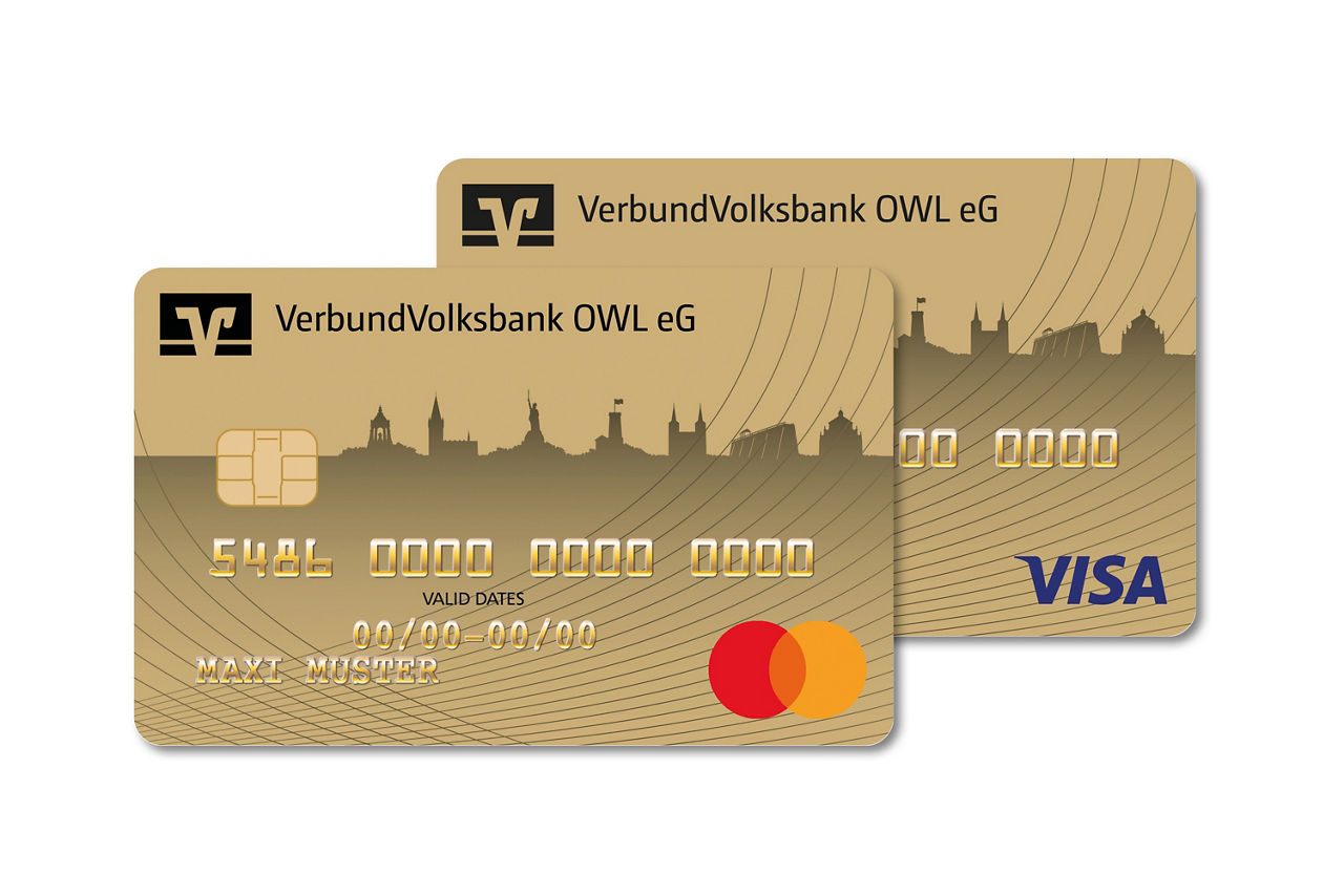 Visa-Card und MasterCard Gold im Design der VerbundVolksbank OWL