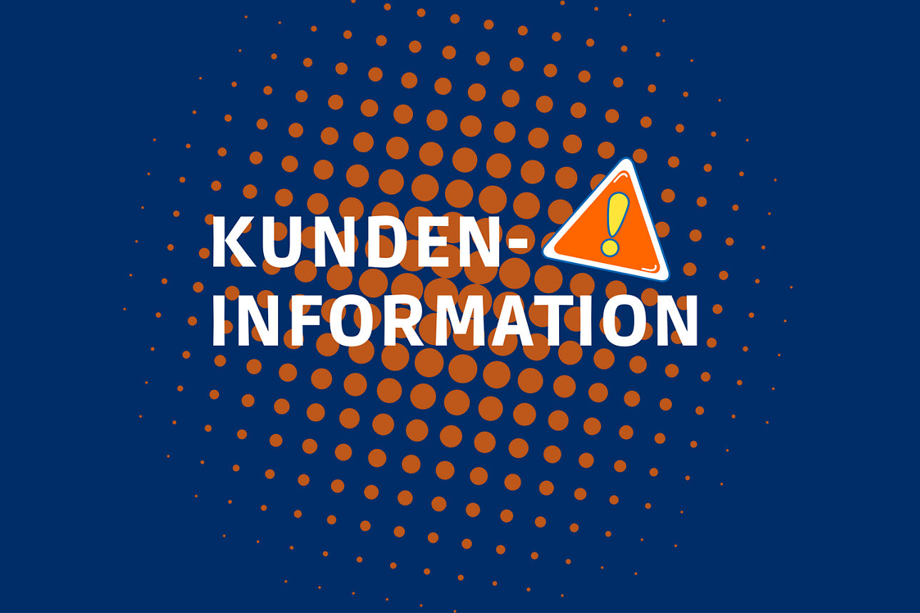 Text Kundeninformation auf blauem Hintergrund