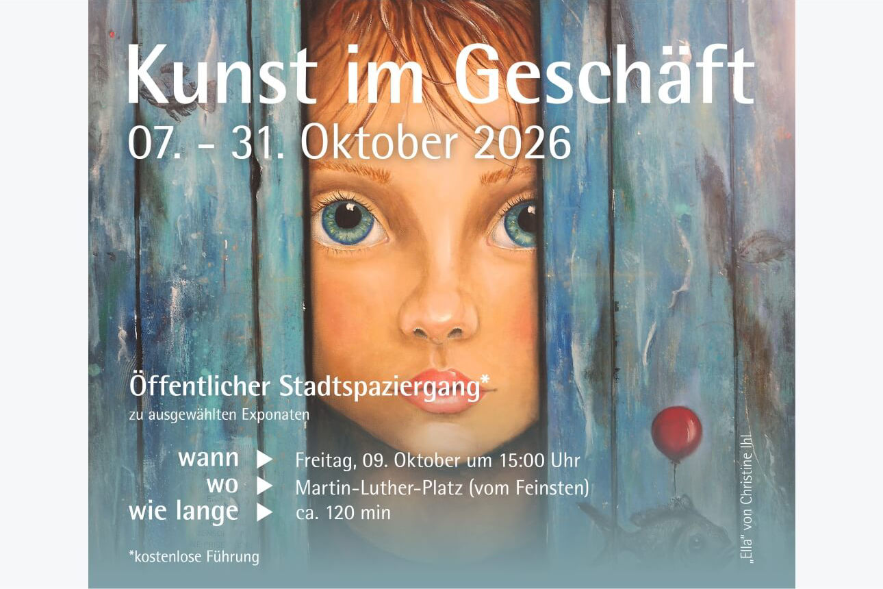 Titelbild vom Flyer Kunst im Geschäft. 