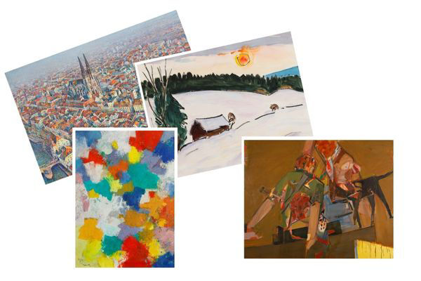 Bild einer Auswahl der enthaltenen Bilder im Kunstkalenders 2026