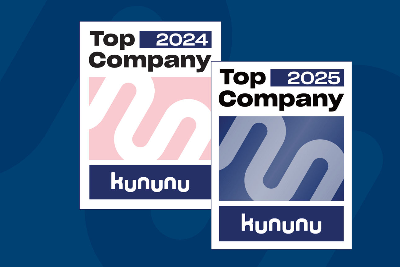 Eine Grafik zeigt die  kununu-Awards Top Company 2024 und Top Company 2025