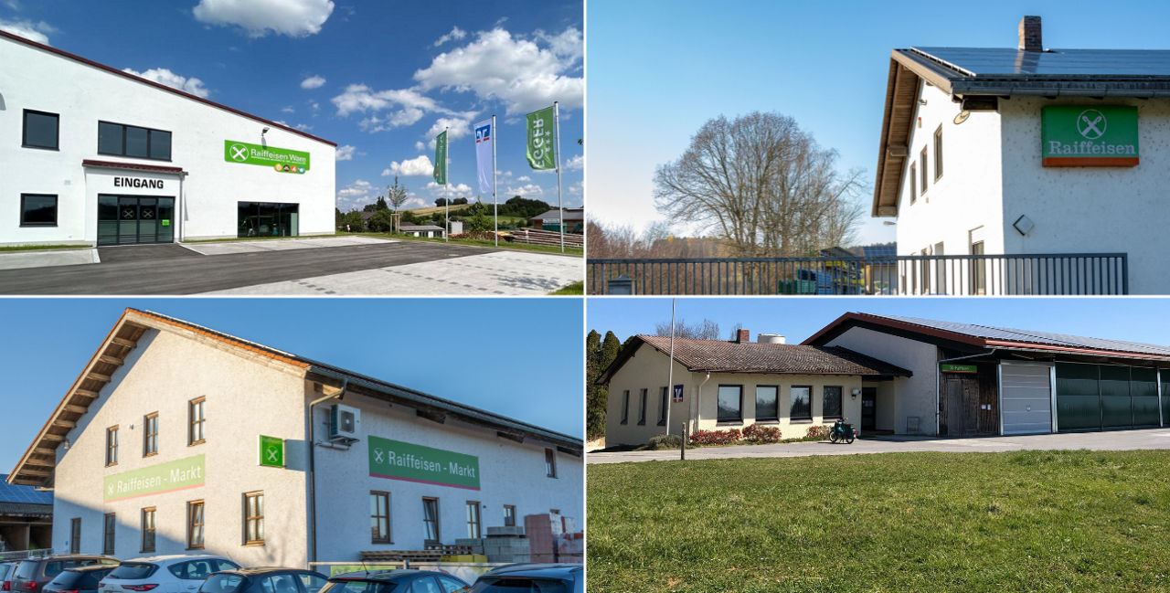 Eine Collage aus unseren vier Lagerhäusern