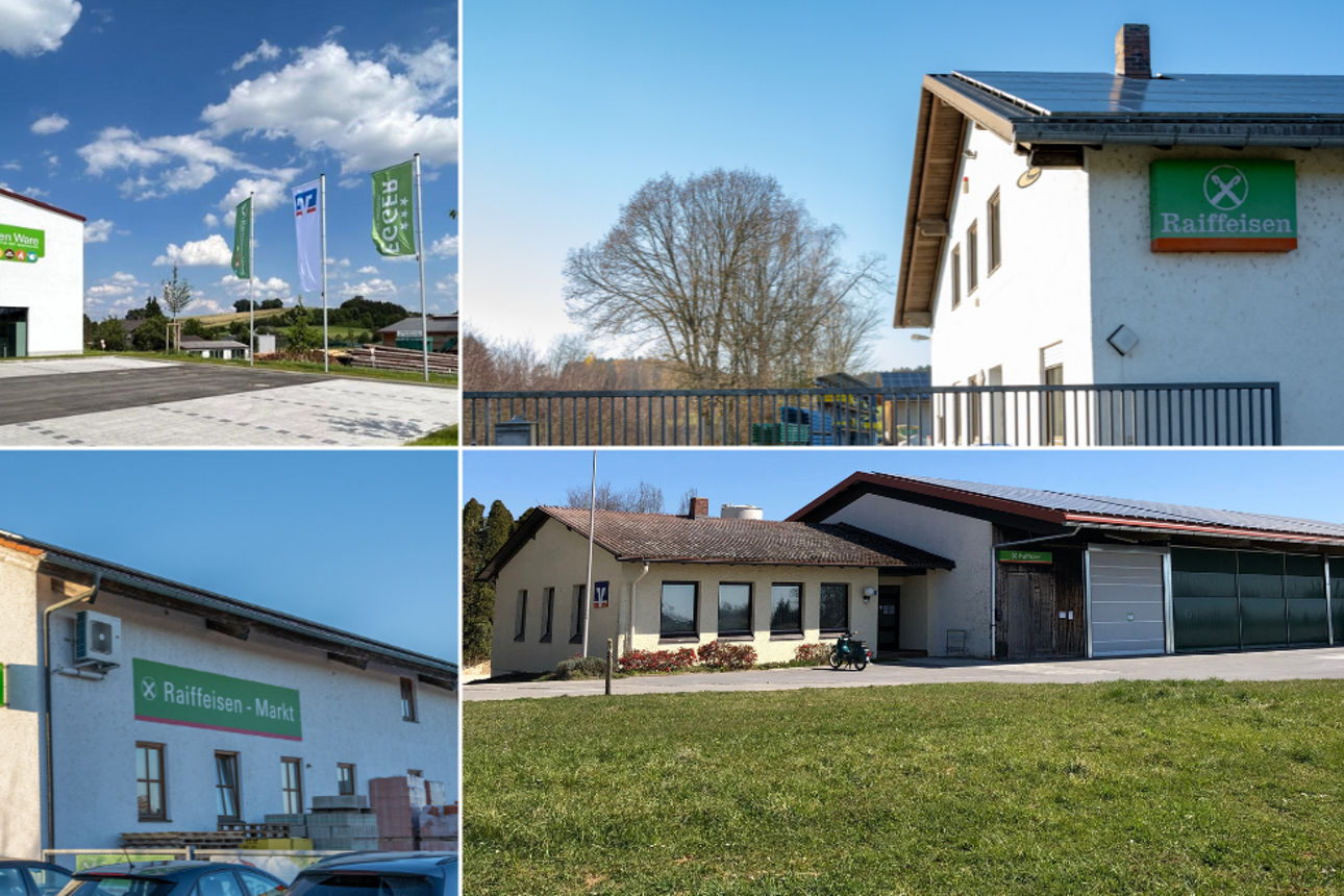 Eine Collage aus unseren vier Lagerhäusern