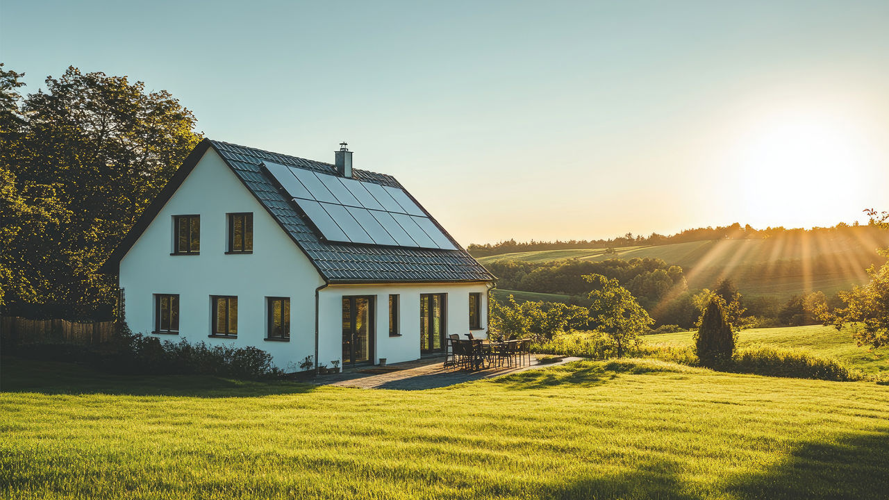Außenansicht eines modernen Hauses