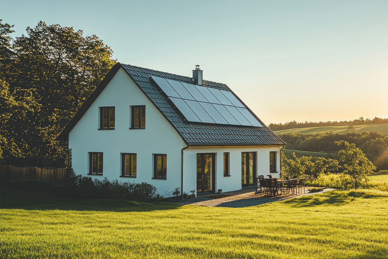 Außenansicht eines modernen Hauses