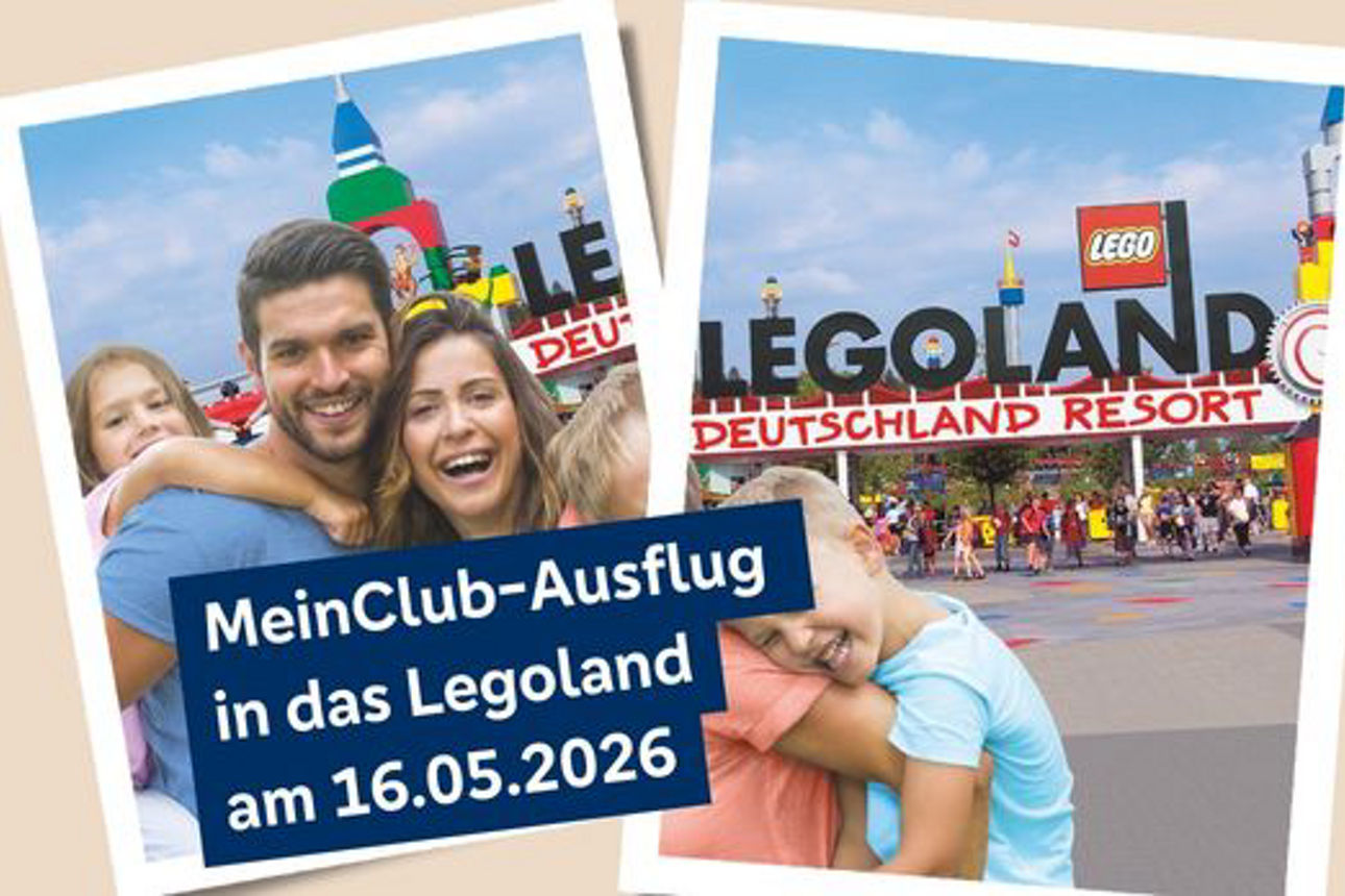 Teilnehmende des MeinClub‑Ausflugs beim Besuch des LEGOLAND® Deutschland Resorts am 16.05.2026.