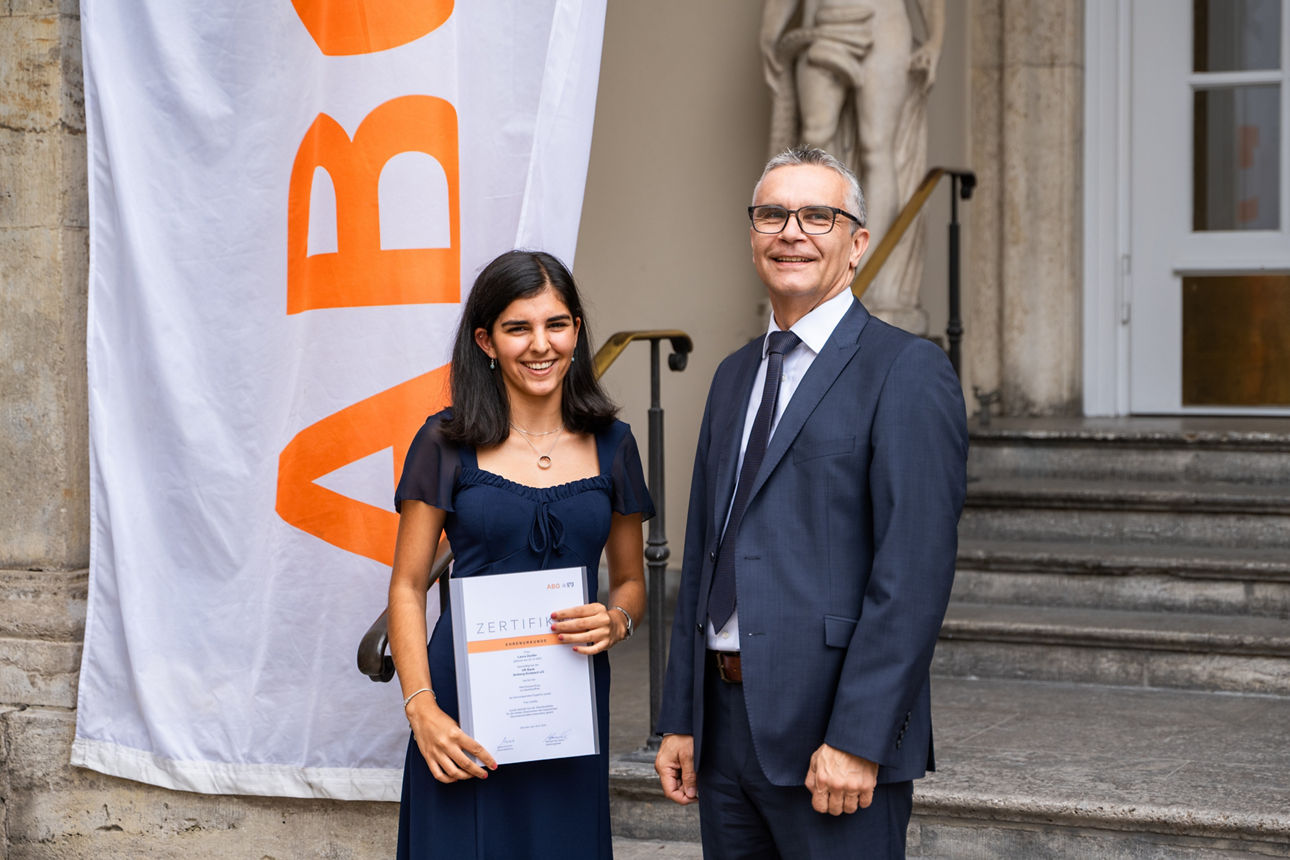 Laura Zeidler und Mario Gebhardt bei der Abschlussfeier in München