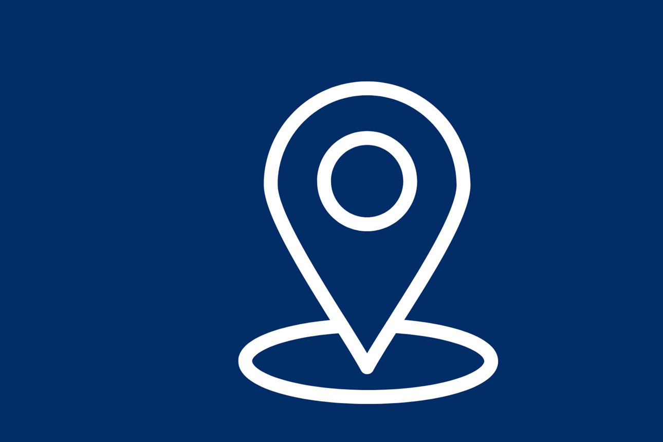 Symbol Ortung wie eine Stecknadel auf einer Landkarte