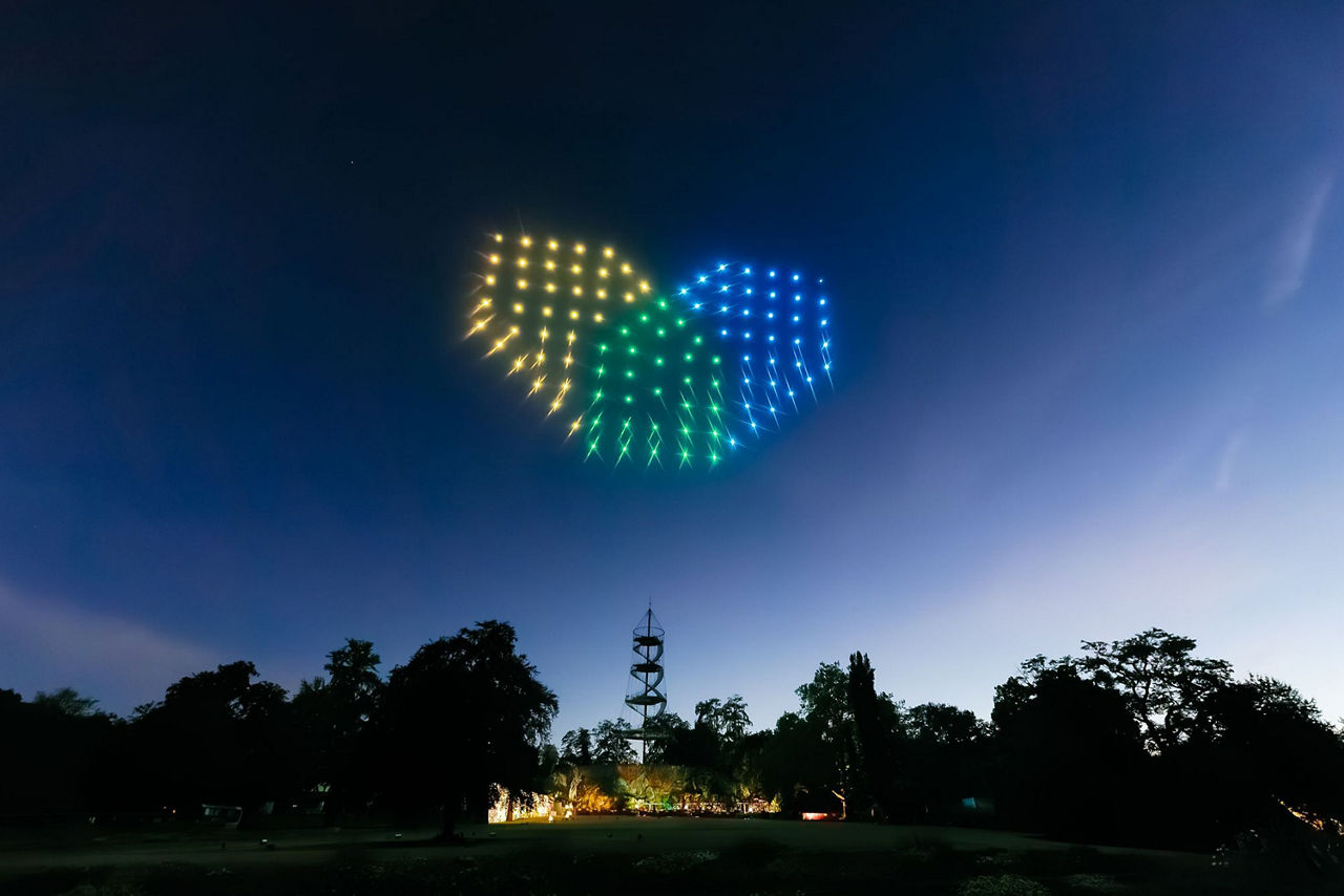 Drohnenshow beim Lichterfestival in Stuttgart