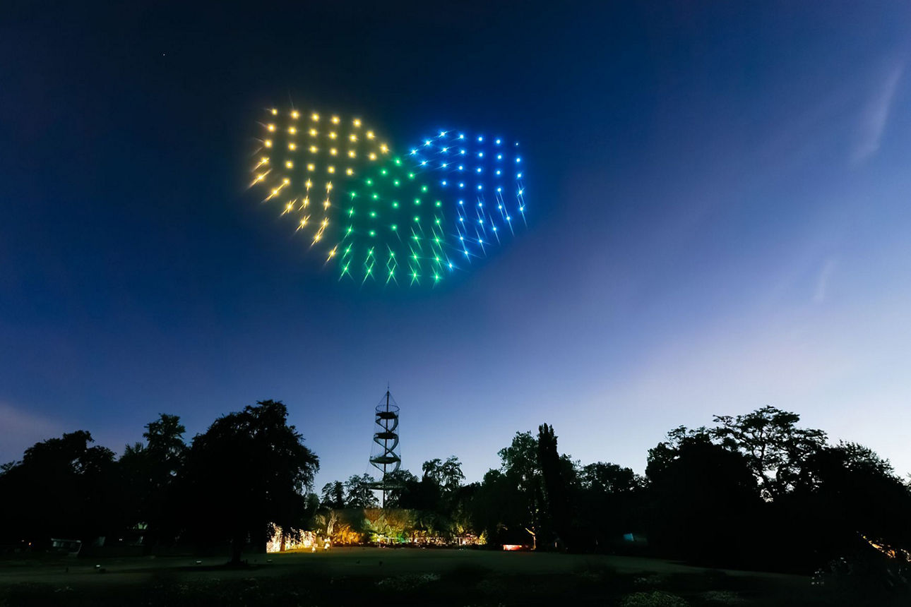 Drohnenshow beim Lichterfest Stuttgart