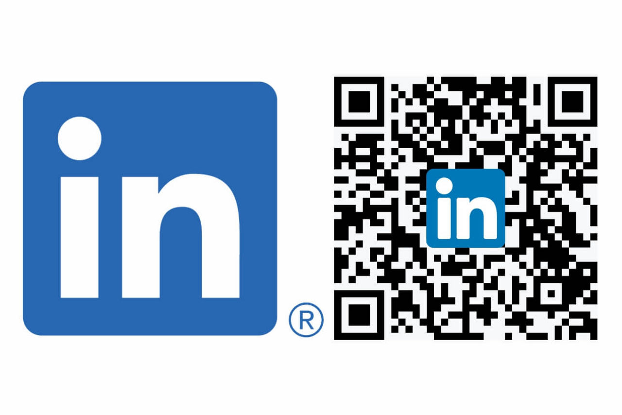 QR-Code mit Link zum LinkedIn Profil unserer Bank