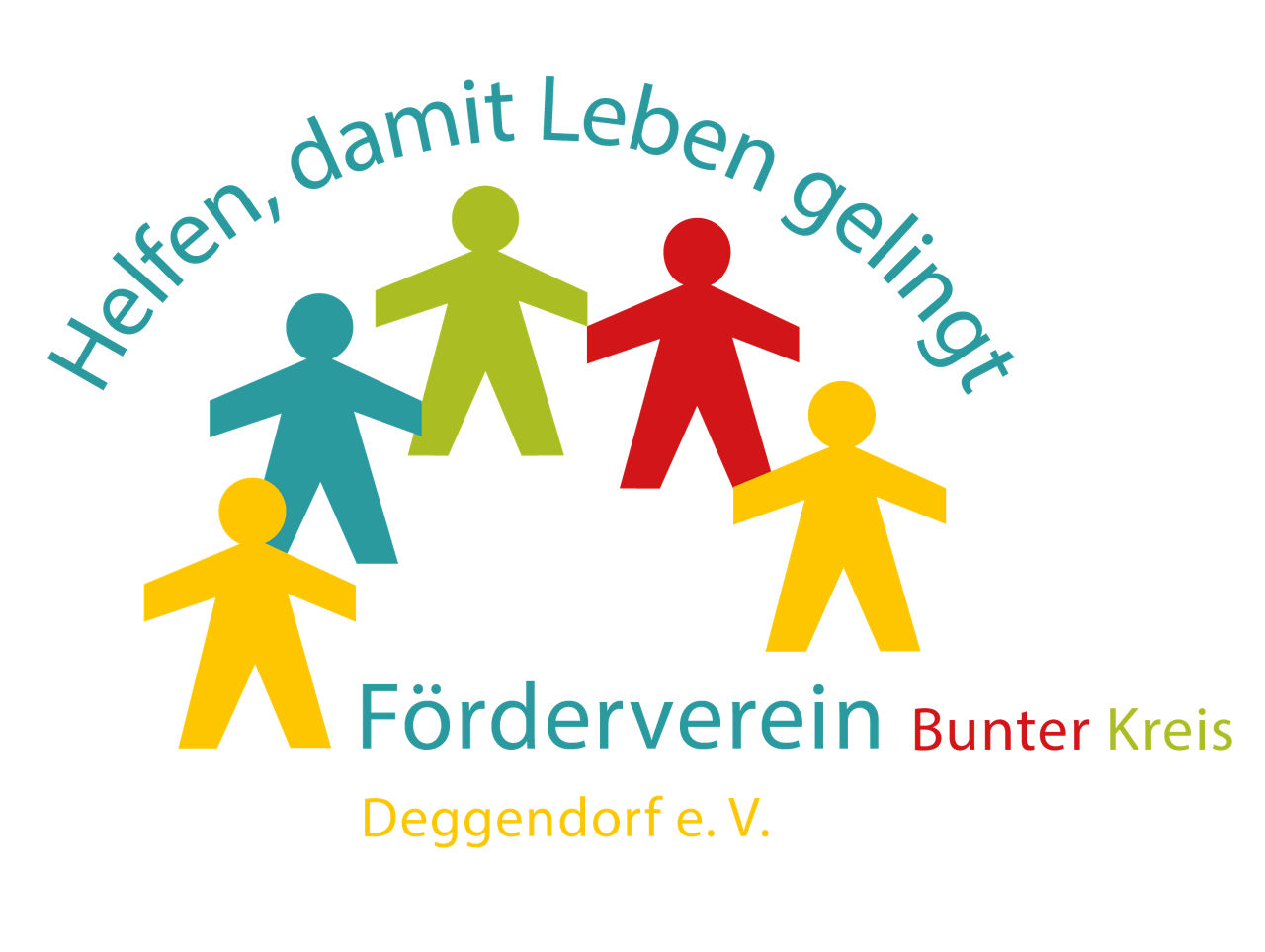 Logo des Fördervereins Bunter Kreis Deggendorf e.V. mit dem Motto „Helfen, damit Leben gelingt“.