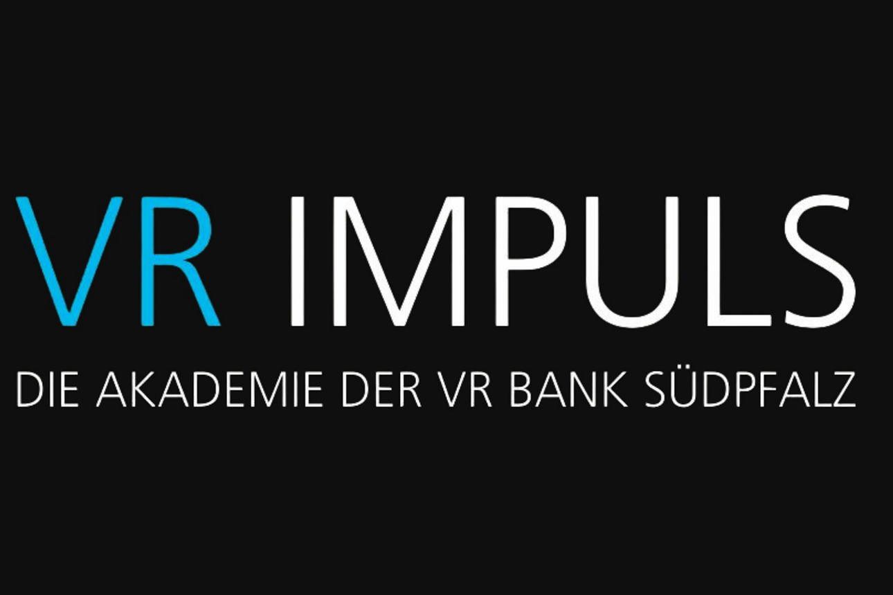 Logo der VR IMPULS Akademie auf schwarzem Hintergrund.