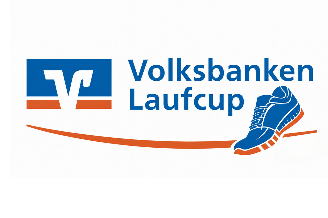 Logo Volksbanken Laufcup mit einem Laufschuh