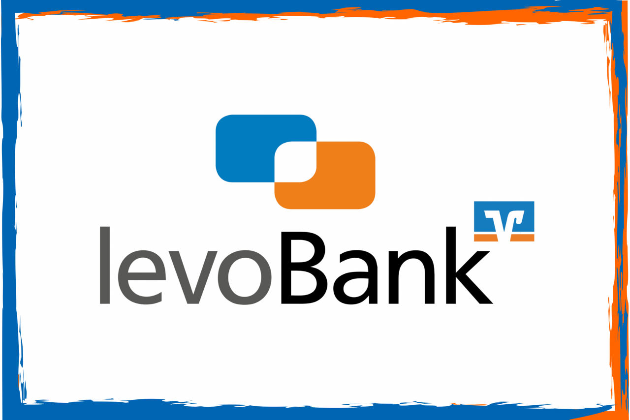 Banklogo mit buntem Rahmen