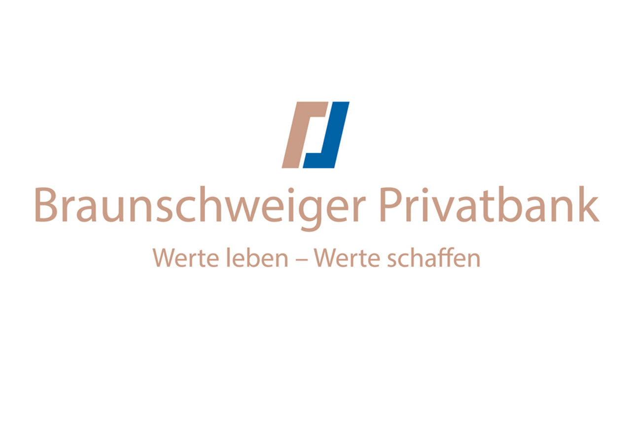  Logo der Braunschweiger Privatbank mit dem Claim Werte leben - Werte schaffen