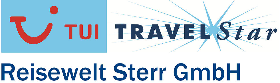 Logo Reisewelt Sterr GmbH mit Logo TUI und TRAVEL Star