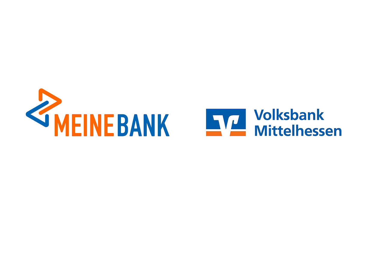 Abbildung zeigt die Logos von Meine Bank und der Volksbank Mittelhessen