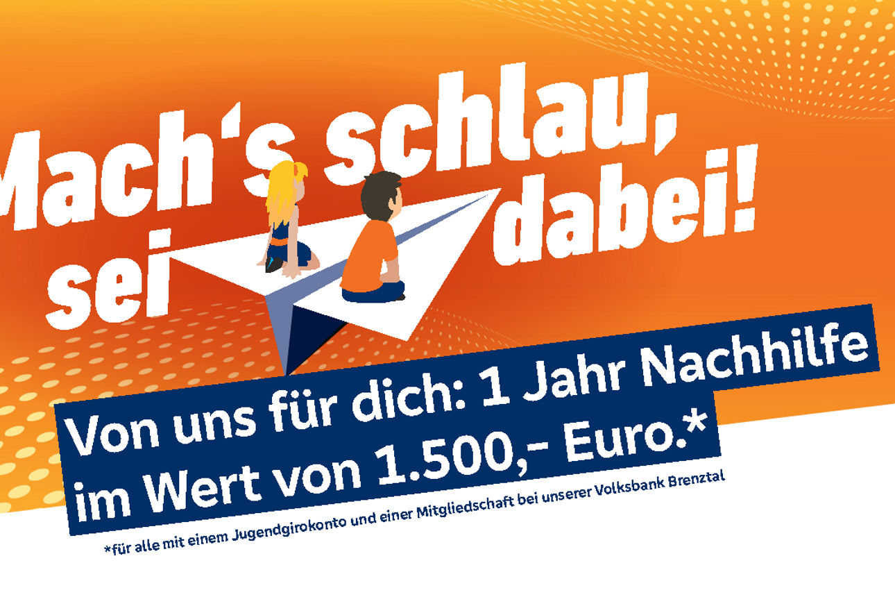 Grafik von zwei Schülern auf einem Papierflieger