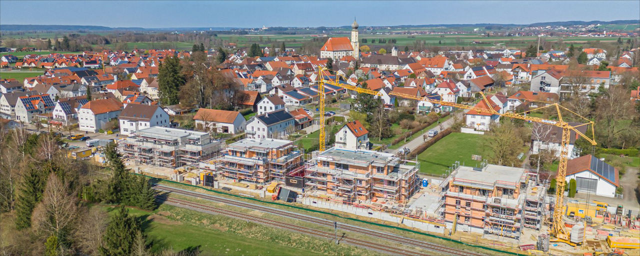 Luftbild der Bahnhofsallee in Pfaffenhausen