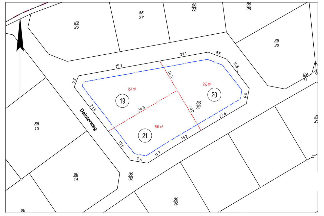 Lageplan der Bauplätze
