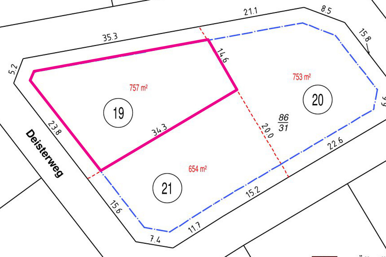 Lageplan von Bauplatz 19